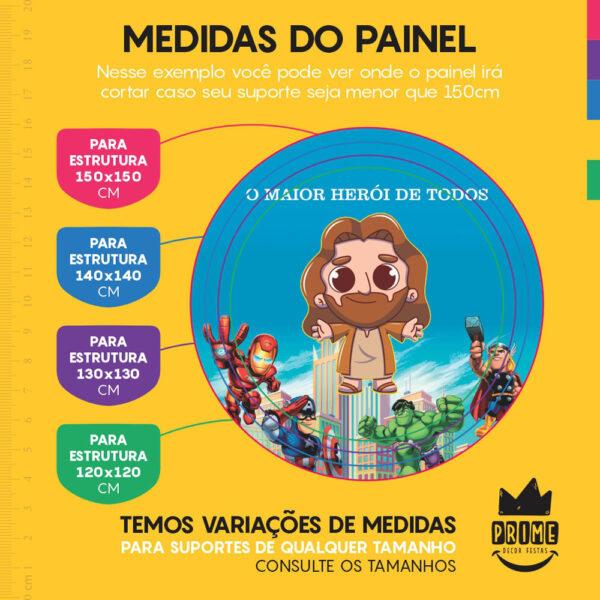 Painel Redondo 3D Jesus Herói Tecido Sublimado - Image 4