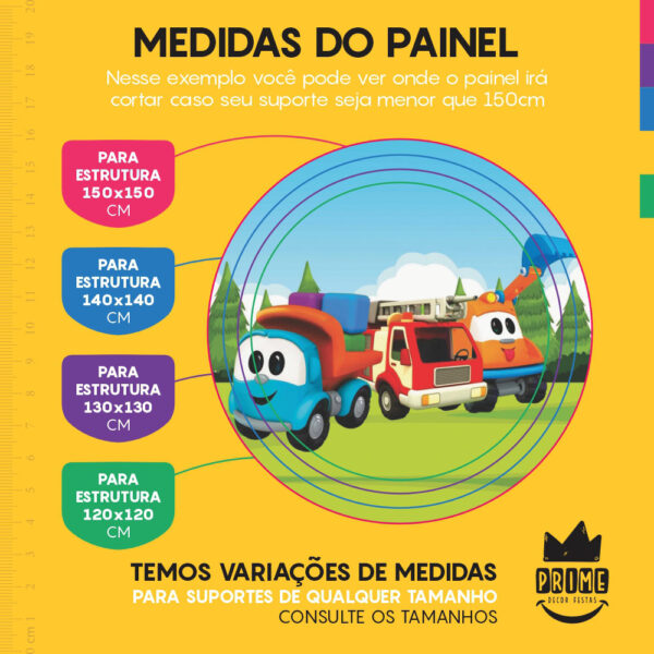 Painel Redondo 3D Leo Caminhão Tecido Sublimado - Image 4