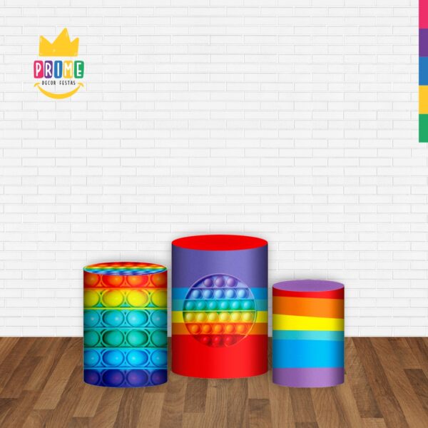 Trio Capa Cilindro Pop It Fidget Toys 3d Em Tecido Com Elástico - Image 2