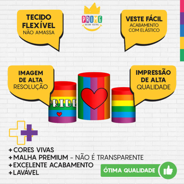 Trio Capa Cilindro Lgbt 3d Em Tecido Com Elástico - Image 3