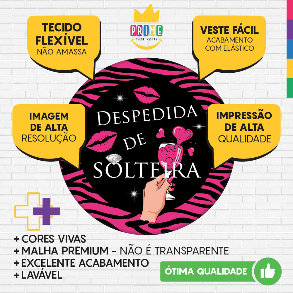 Trio Capa Cilindro + Painel Redondo 3D Despedida de Solteira 1,50m Veste Fácil - Imagem 3