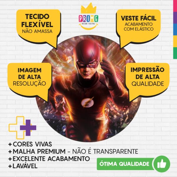 Trio Capa Cilindro + Painel Redondo 3D The Flash 1,50m Veste Fácil - Image 3