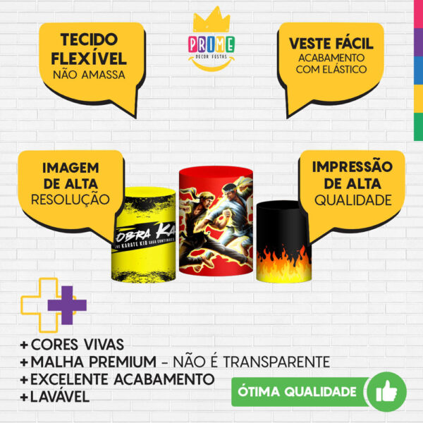 Trio Capa Cilindro Cobra Kai 3d Em Tecido Com Elástico - Image 3