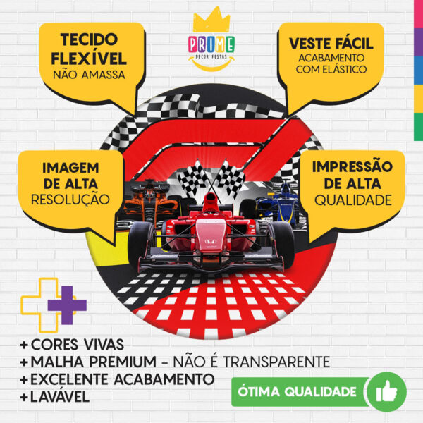 Trio Capa Cilindro + Painel Redondo 3D Formula 1 1,50m Veste Fácil - Image 3