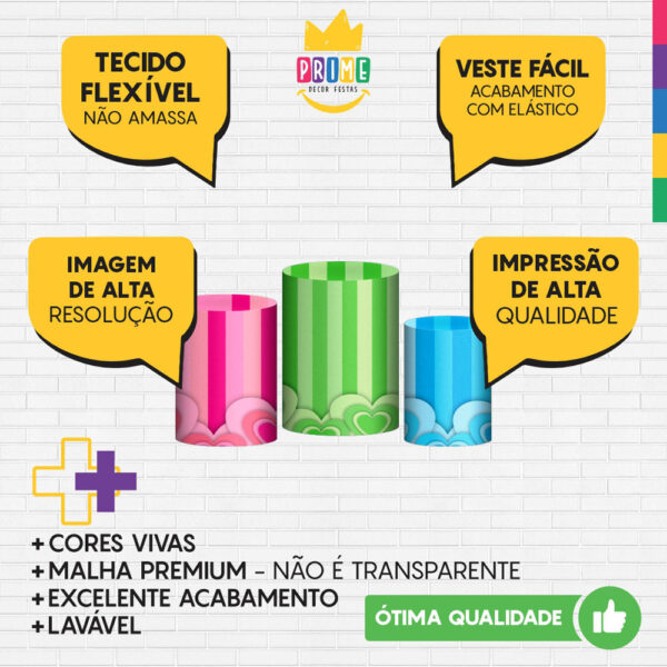 Trio Capa Cilindro Meninas Super Poderosas 3d Em Tecido Com Elástico - Image 3