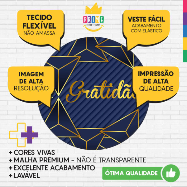 Trio Capa Cilindro + Painel Redondo 3D Gratidão 1,50m Veste Fácil - Image 3