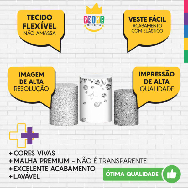 Trio Capa Cilindro Bodas de Prata 3d Em Tecido Com Elástico - Image 3