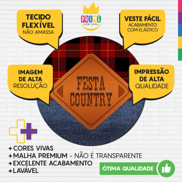Trio Capa Cilindro + Painel Redondo 3D Festa Country 1,50m Veste Fácil - Image 3