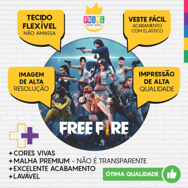 Trio Capa Cilindro + Painel Redondo 3D Free Fire 1,50m Veste Fácil - Image 3