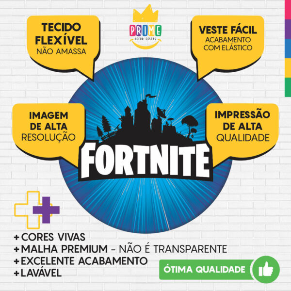 Trio Capa Cilindro + Painel Redondo 3D Fortnite 1,50m Veste Fácil - Image 3