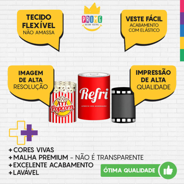 Trio Capa Cilindro Cinema 3d Em Tecido Com Elástico - Image 3