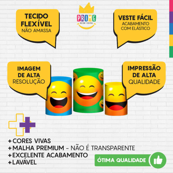 Trio Capa Cilindro Emojis 3d Em Tecido Com Elástico - Image 3