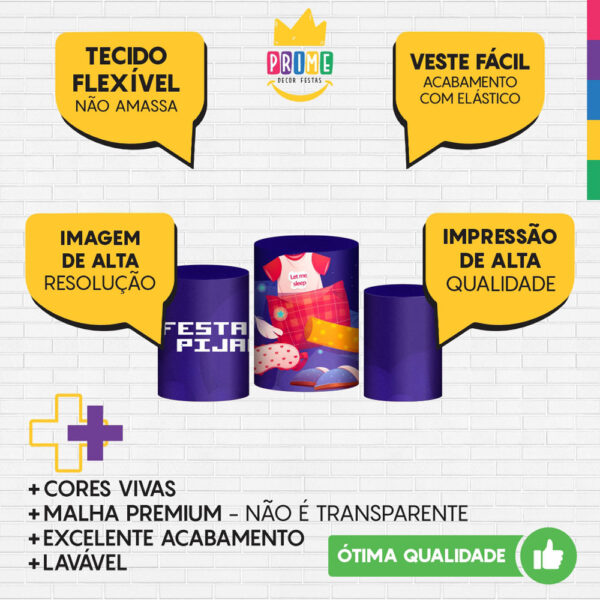 Trio Capa Cilindro Festa do Pijama 3d Em Tecido Com Elástico - Image 3