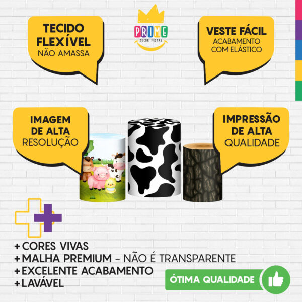 Trio Capa Cilindro Fazendinha Aquarela 3d Em Tecido Com Elástico - Image 3