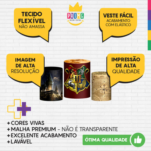 Trio Capa Cilindro Harry Potter 3d Em Tecido Com Elástico - Image 3