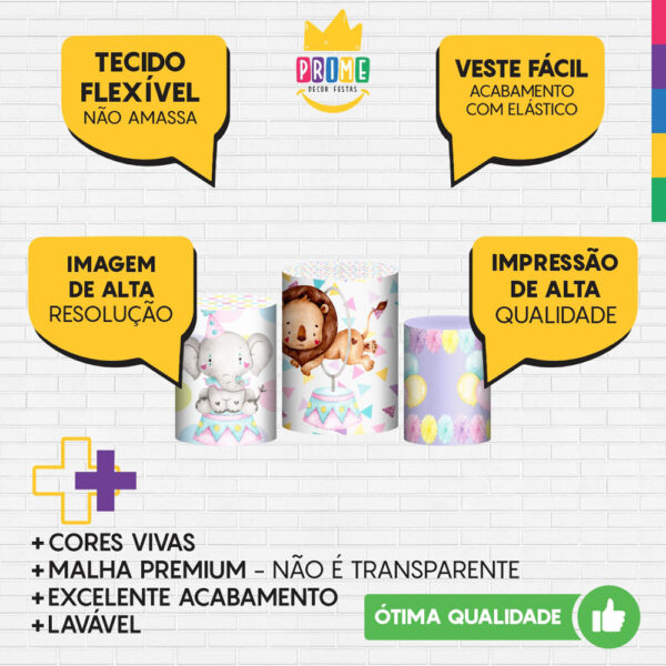 Trio Capa Cilindro Circo Rosa 3d Em Tecido Com Elástico - Image 3