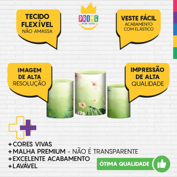 Trio Capa Cilindro Bosque 3d Em Tecido Com Elástico - Image 3