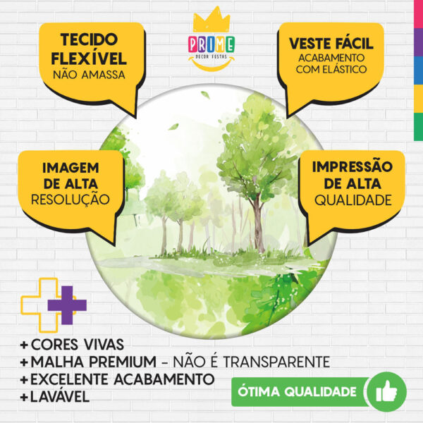Trio Capa Cilindro + Painel Redondo 3D Bosque 1,50m Veste Fácil - Image 3