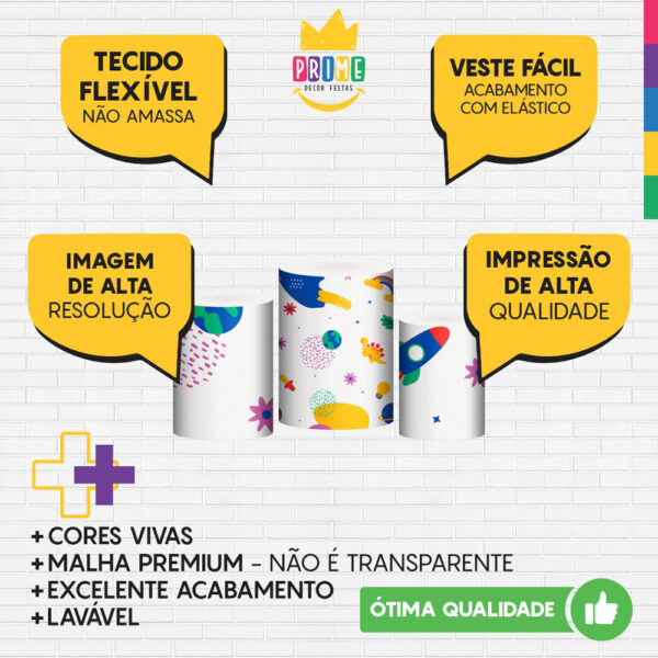 Trio Capa Cilindro Infantil 3d Em Tecido Com Elástico - Image 3