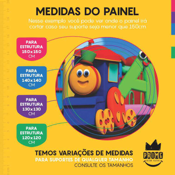 Painel Redondo 3D Bob o Trem Tecido Sublimado - Image 4