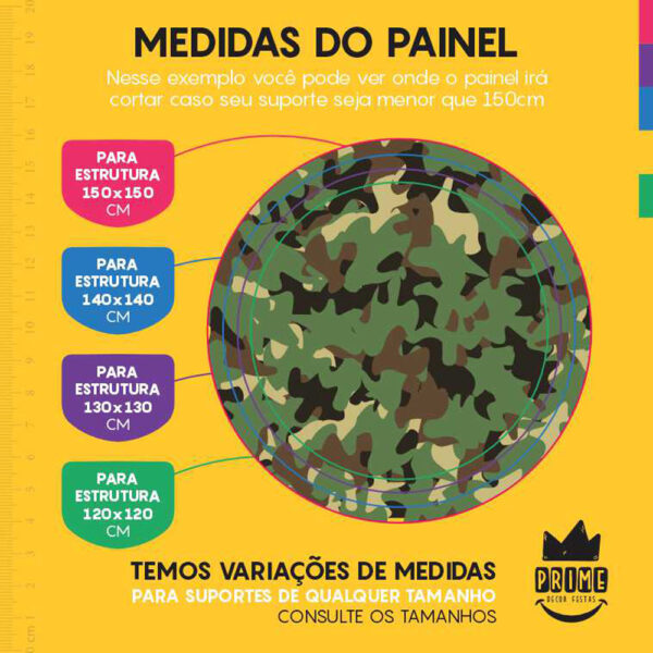 Painel Redondo 3D Camuflagem Tecido Sublimado - Image 4