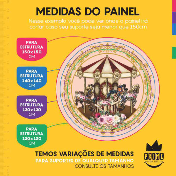 Painel Redondo 3D Carrosel Tecido Sublimado - Image 4