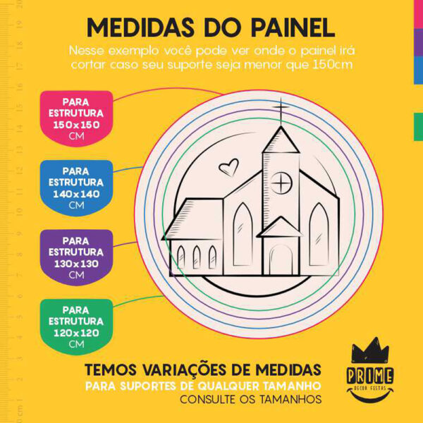 Painel Redondo 3D Casamento Tecido Sublimado - Image 4