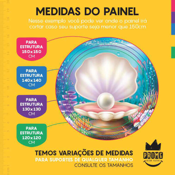 Painel Redondo 3D Concha Tecido Sublimado - Image 4