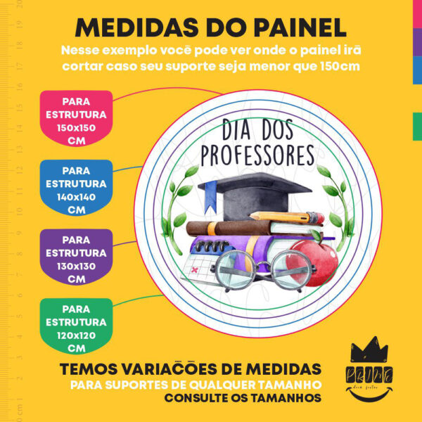 Painel Redondo 3D Dia Dos Professores Tecido Sublimado - Image 4