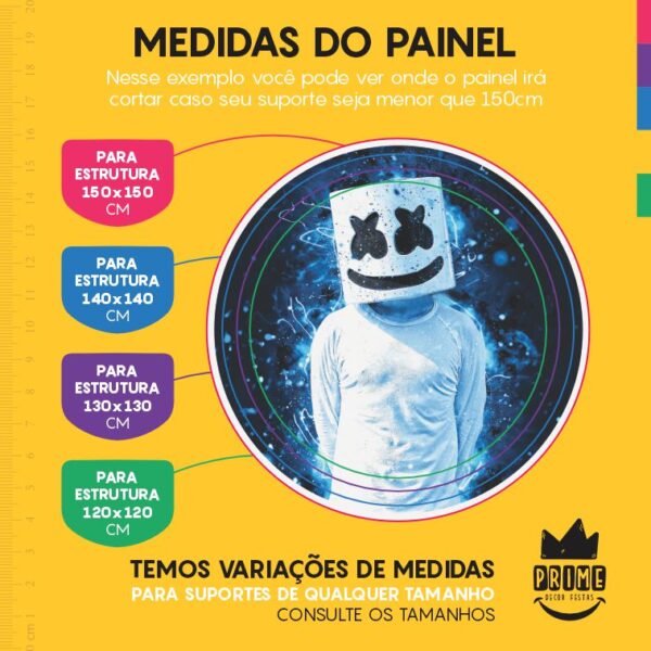 Painel Redondo 3D Dj Marshmallow Tecido Sublimado - Image 4