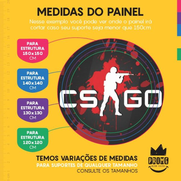 Painel Redondo 3D Cs Go Tecido Sublimado - Image 4