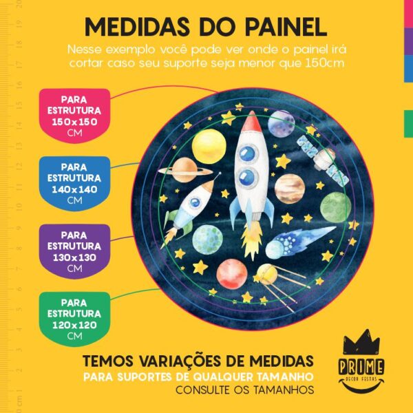 Painel Redondo 3D Espaço Tecido Sublimado - Image 4