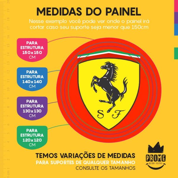 Painel Redondo 3D Ferrari Tecido Sublimado - Image 4