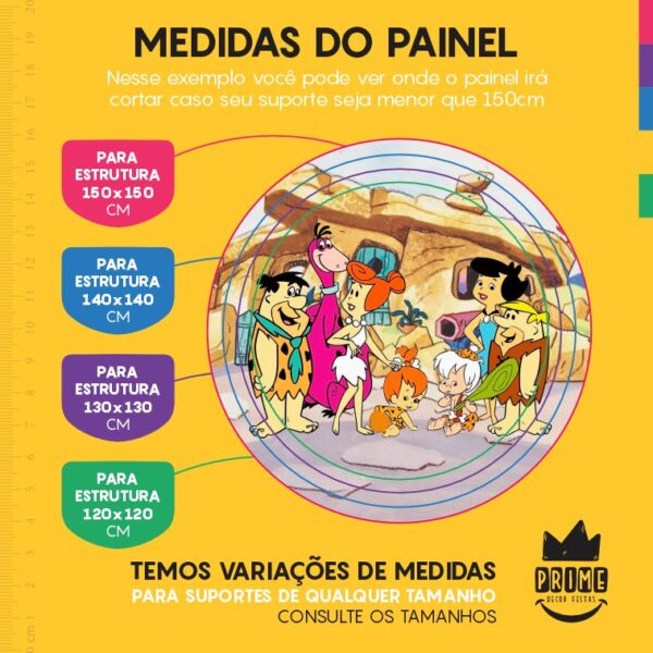 Painel Redondo 3D Flintstones Tecido Sublimado - Image 4