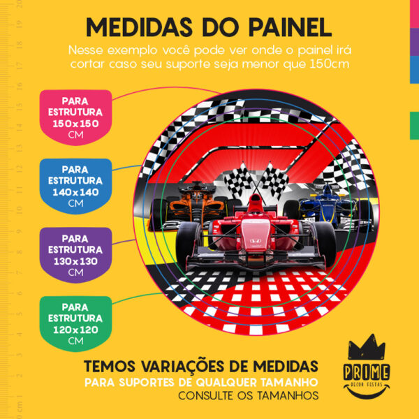 Painel Redondo 3D Formula 1 Tecido Sublimado - Image 4