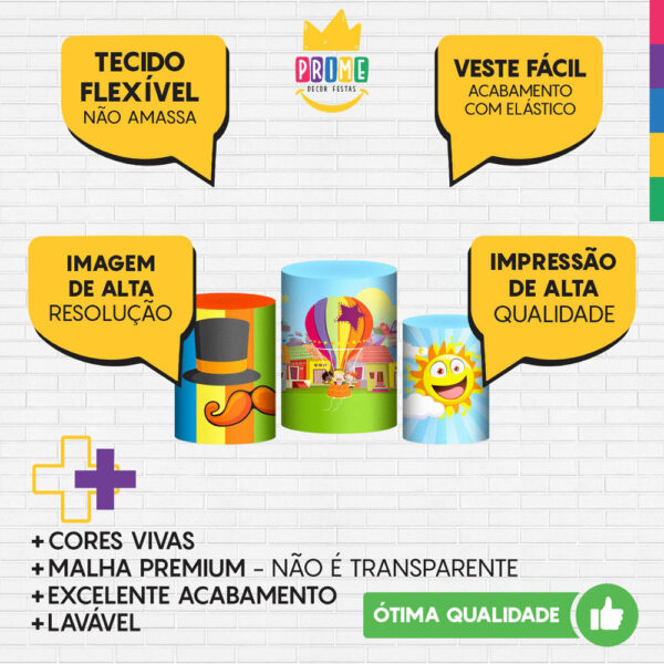 Trio Capa Cilindro Mundo Bita 3d Em Tecido Com Elástico - Image 3