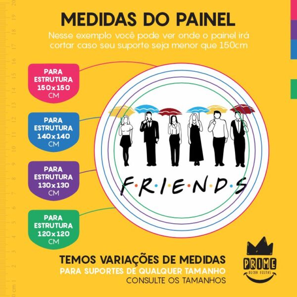 Painel Redondo 3D Friends Tecido Sublimado - Image 4