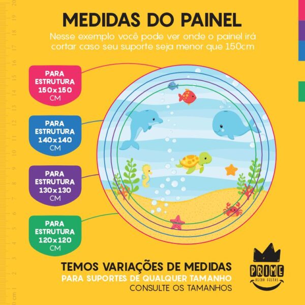 Painel Redondo 3D Fundo do Mar Baby Tecido Sublimado - Image 4