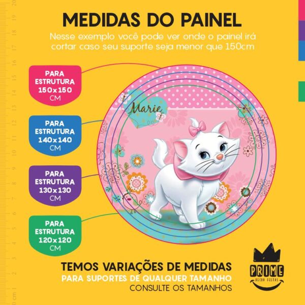 Painel Redondo 3D Gatinha Marie Tecido Sublimado - Image 4