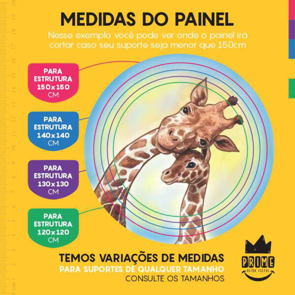 Painel Redondo 3D Girafa Tecido Sublimado - Image 4