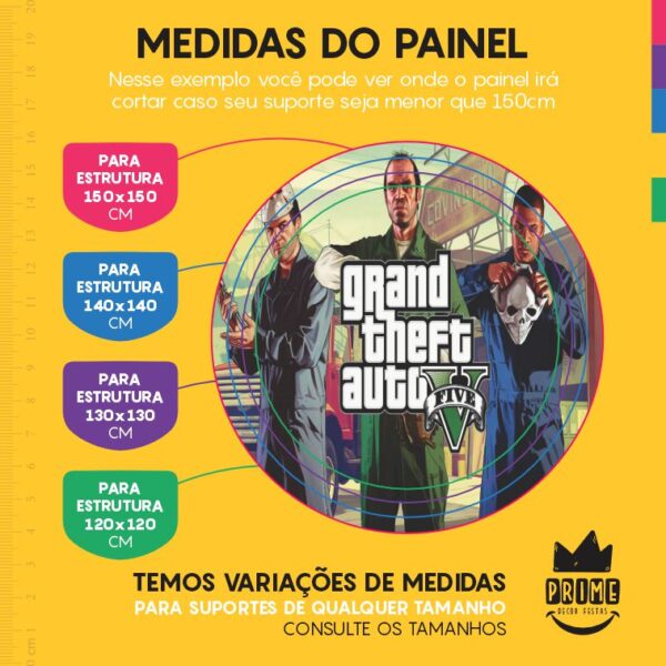 Painel Redondo 3D Gta Tecido Sublimado - Image 4