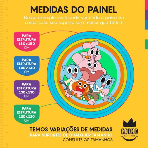 Painel Redondo 3D Gumball Tecido Sublimado - Image 4