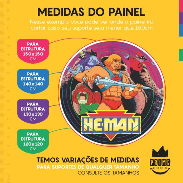 Painel Redondo 3D He Man Tecido Sublimado - Image 4