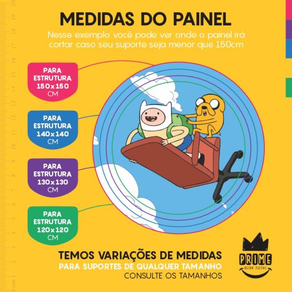 Painel Redondo 3D Hora da Aventura Tecido Sublimado - Image 4