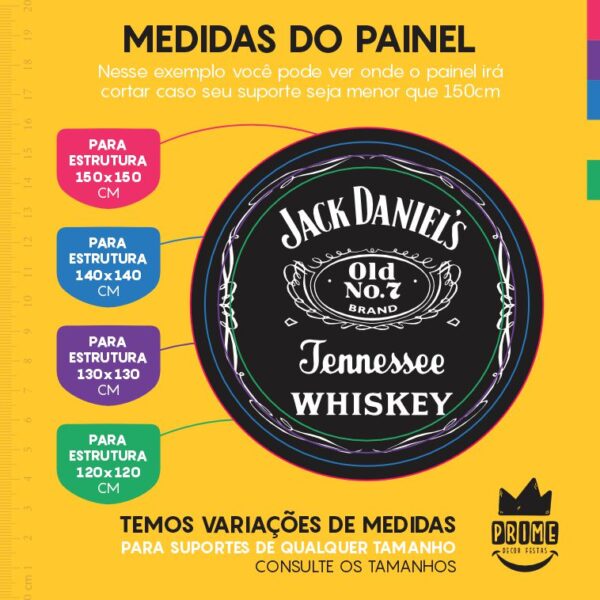 Painel Redondo 3D Jack Daniels Tecido Sublimado - Image 4