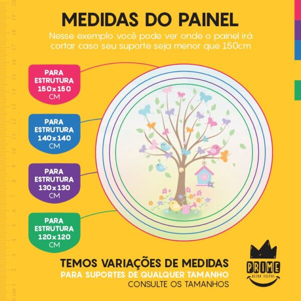 Painel Redondo 3D Jardim Encantado Candy Tecido Sublimado - Image 4