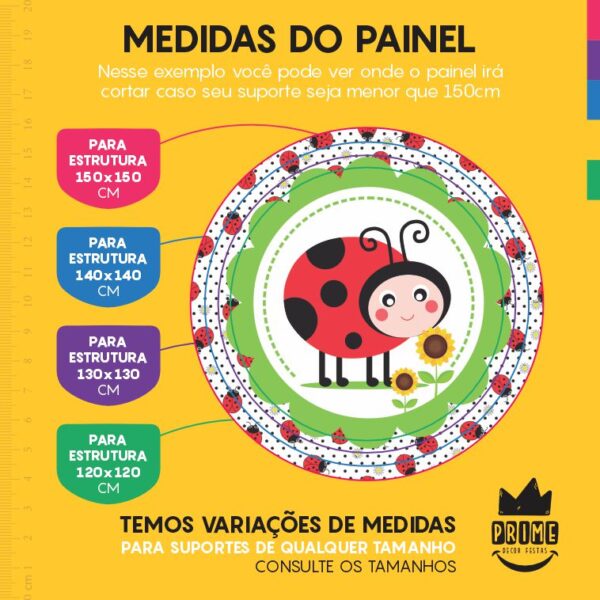 Painel Redondo 3D Joaninha Tecido Sublimado - Image 4