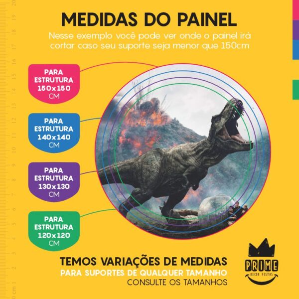Painel Redondo 3D Jurassic Word Tecido Sublimado - Image 4
