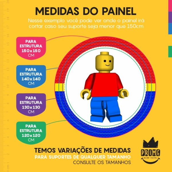 Painel Redondo 3D Lego Tecido Sublimado - Image 4