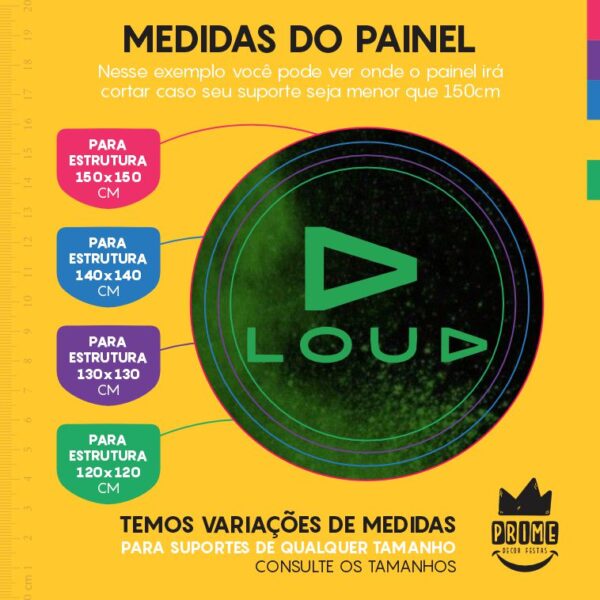 Painel Redondo 3D Loud Tecido Sublimado - Image 4